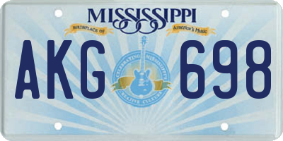 MS license plate AKG698