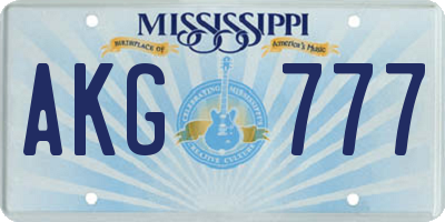 MS license plate AKG777