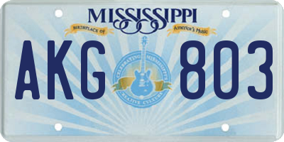 MS license plate AKG803