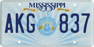 MS license plate AKG837