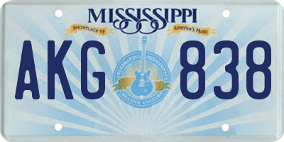 MS license plate AKG838