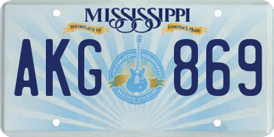 MS license plate AKG869