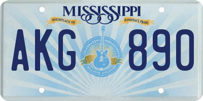 MS license plate AKG890