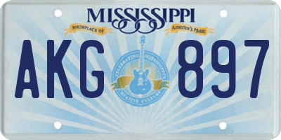 MS license plate AKG897