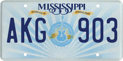 MS license plate AKG903