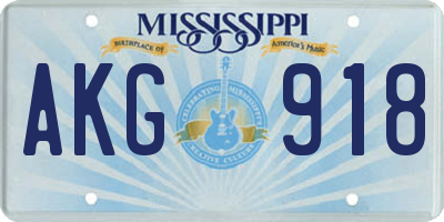 MS license plate AKG918