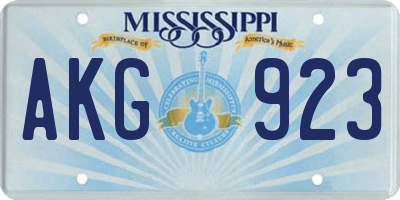 MS license plate AKG923