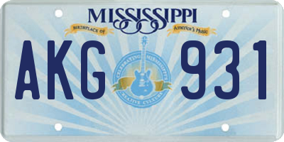 MS license plate AKG931
