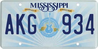 MS license plate AKG934