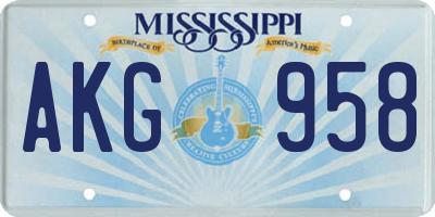 MS license plate AKG958