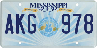 MS license plate AKG978
