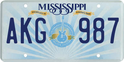 MS license plate AKG987