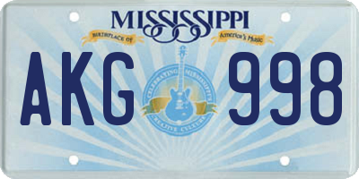 MS license plate AKG998