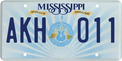 MS license plate AKH011