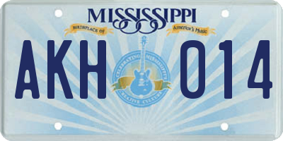 MS license plate AKH014