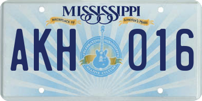 MS license plate AKH016