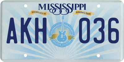 MS license plate AKH036