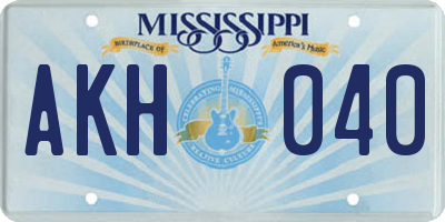 MS license plate AKH040