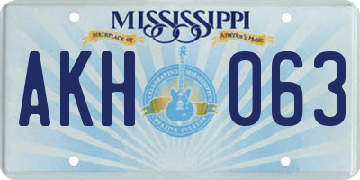 MS license plate AKH063