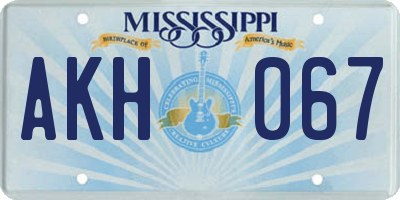 MS license plate AKH067