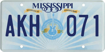 MS license plate AKH071