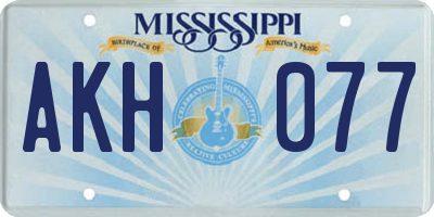 MS license plate AKH077