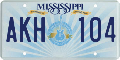 MS license plate AKH104