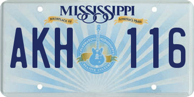 MS license plate AKH116