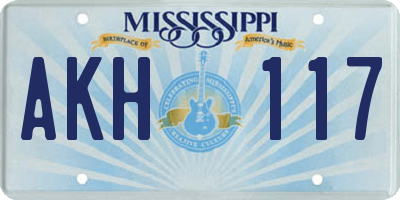 MS license plate AKH117
