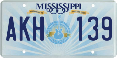 MS license plate AKH139