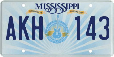MS license plate AKH143
