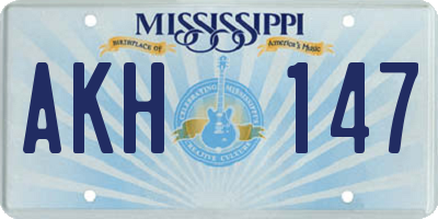 MS license plate AKH147