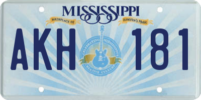 MS license plate AKH181