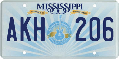 MS license plate AKH206