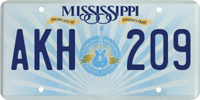 MS license plate AKH209
