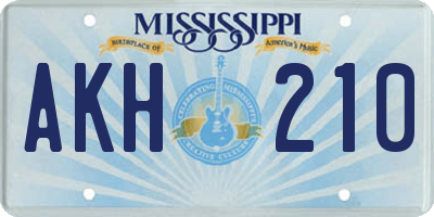 MS license plate AKH210