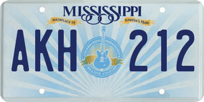 MS license plate AKH212