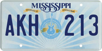 MS license plate AKH213