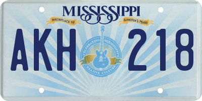 MS license plate AKH218
