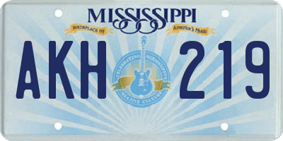 MS license plate AKH219