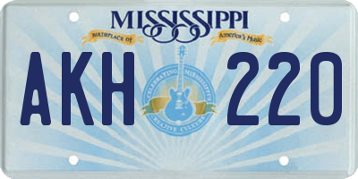 MS license plate AKH220