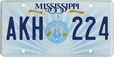 MS license plate AKH224