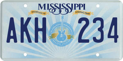 MS license plate AKH234