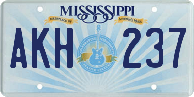 MS license plate AKH237