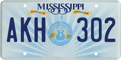 MS license plate AKH302