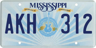 MS license plate AKH312