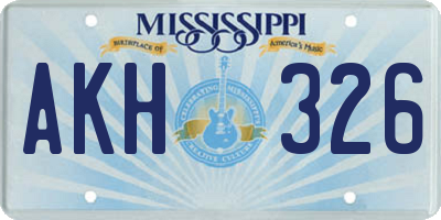 MS license plate AKH326