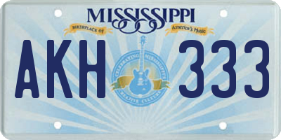 MS license plate AKH333