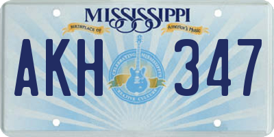 MS license plate AKH347