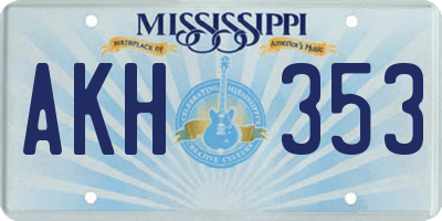 MS license plate AKH353